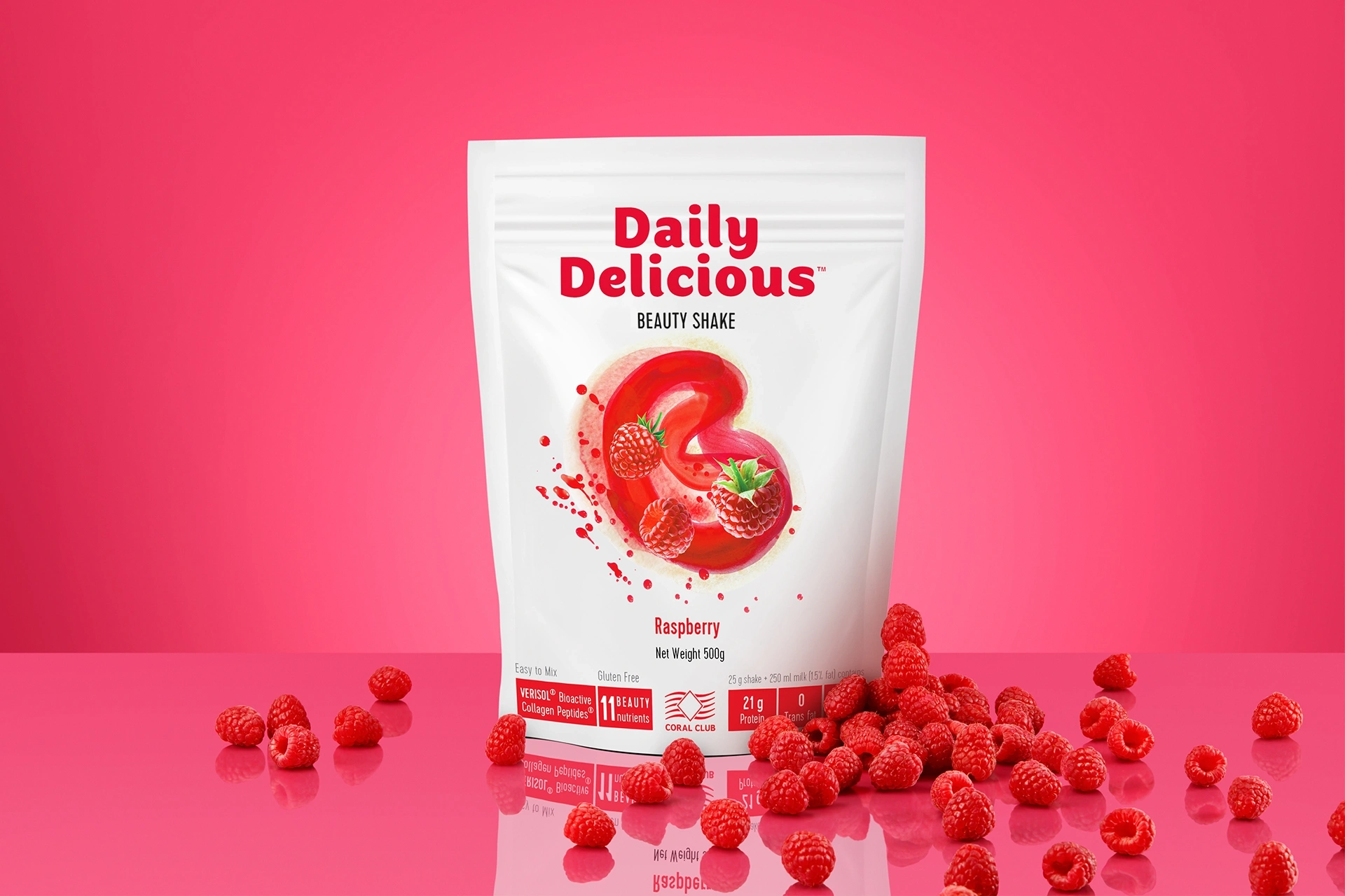 Daily Delicious Beauty Shake s příchutí maliny (211500)
